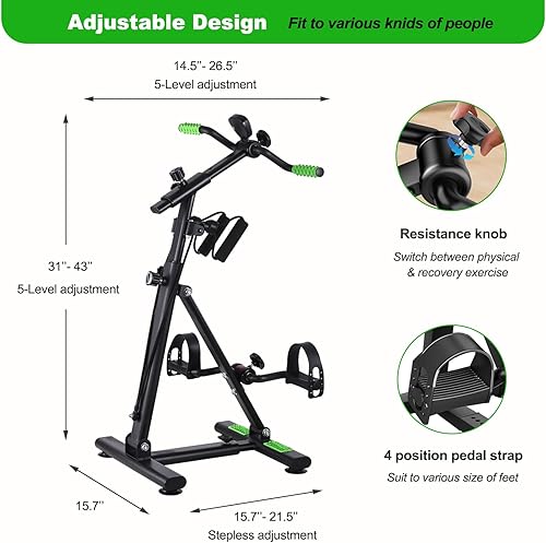 Miniatura 4 de Pedal Exerciser Bike for Seniors, Hand Arm Leg and Knee Physical Therapy Peddler Exercise Equipment, Elderly Recovery Home Exercise Bike for Total