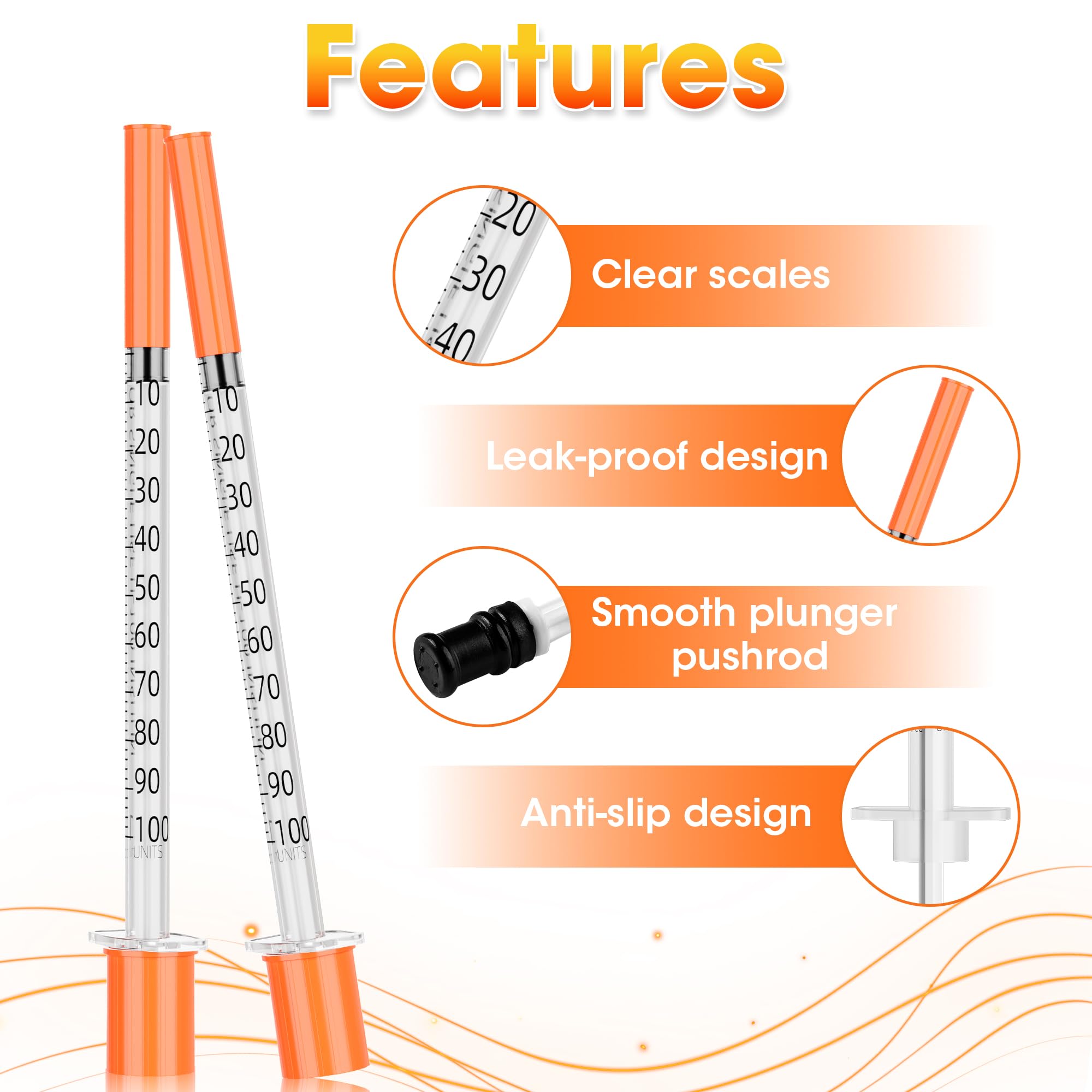 1cc Syringe 32G 1/4" 6mm, U-100 1ml Lab Syringes, Pack of 20 — Amazon image 3
