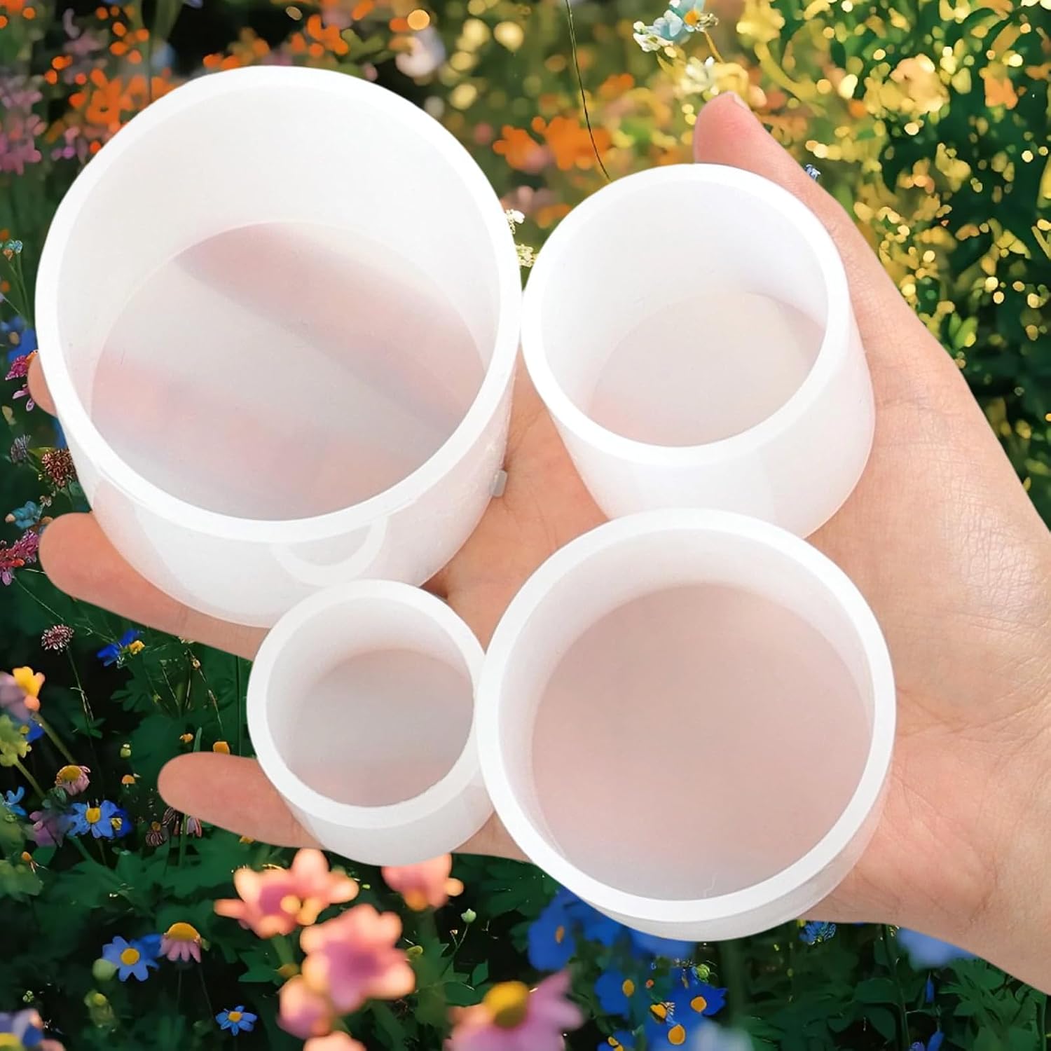 4 Size Cylindrical Silicone Candle Molds, Resin Pillar Candle Mold, Reusable Silicone Cylinder Mold for DIY Candles Soap Wax Melts Crafts Making