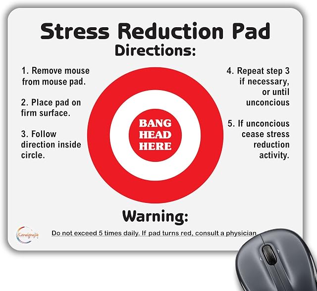 CP110 Very Funny Stress Reduction Pad Directions Novelty Gift Printed PC Laptop Computer Mouse Mat Pad
