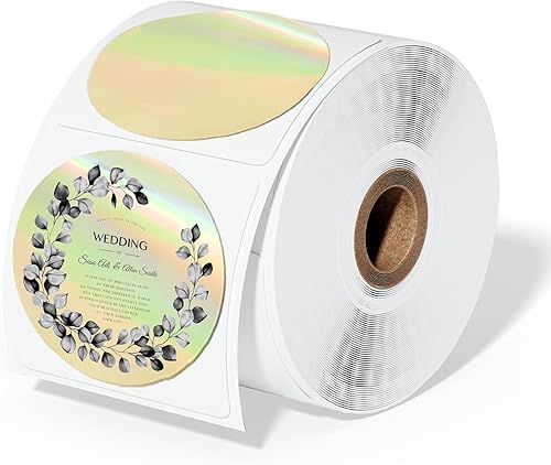 Phomemo Etiquetas térmicas reflectantes doradas de 2 pulgadas para impresora de etiquetas de envío de 4 x 6 pulgadas, 400 etiquetas redondas de