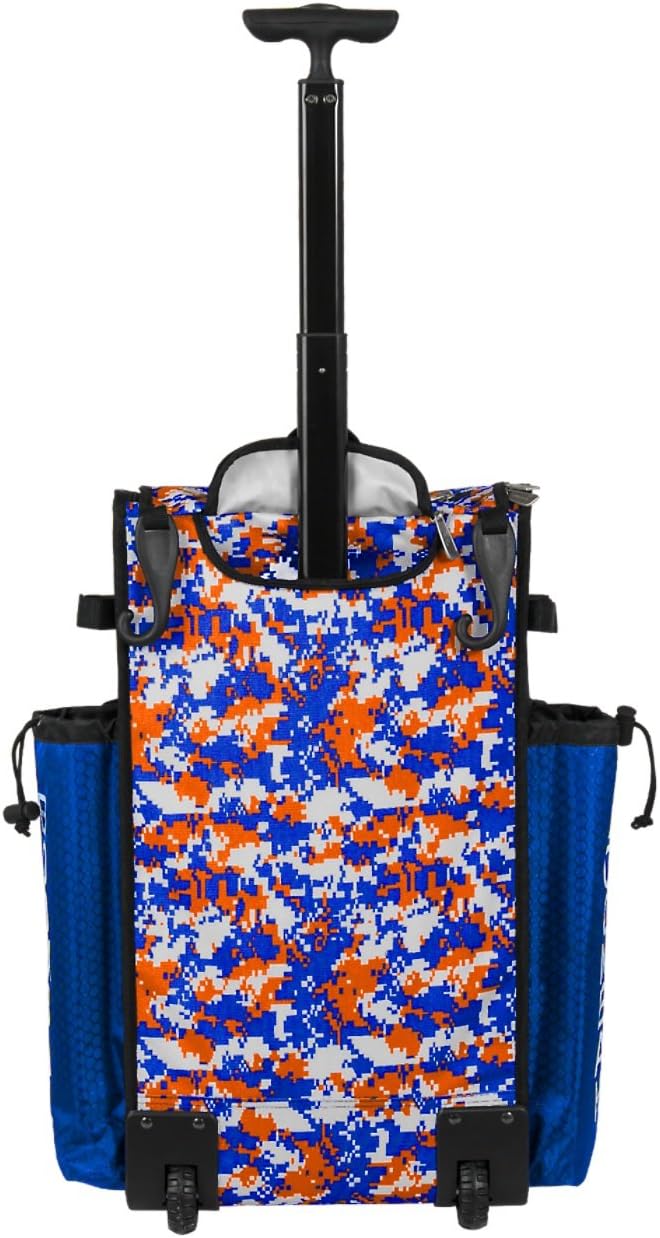 Boombah Rolling Superpack Baseball / Softball Gear Bag - 23-1/2" x 13-1/2" x 9-1/2" - Camo Series 20 Colors - Telescopic Handle and Holds 4 Bats - Wheeled Version