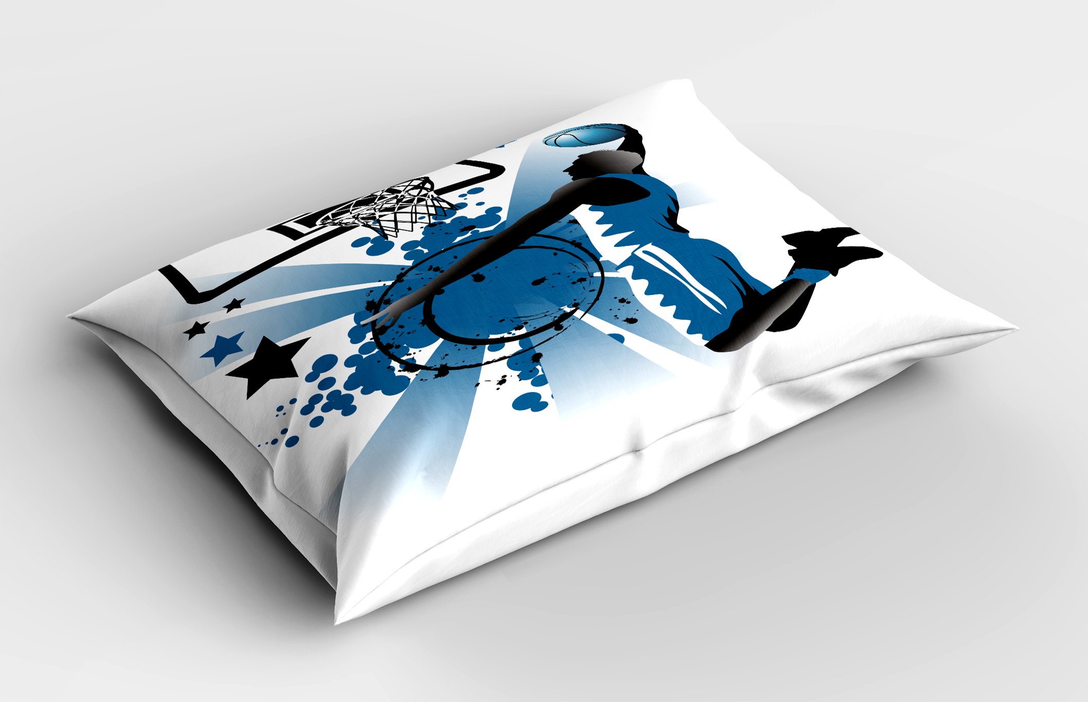 Ambesonne Teen Room Pillow Sham, Silhouette of Basketball Player Jumping Success Stars Illustration, Decorative Standard King Size Printed Pillowcase, 36