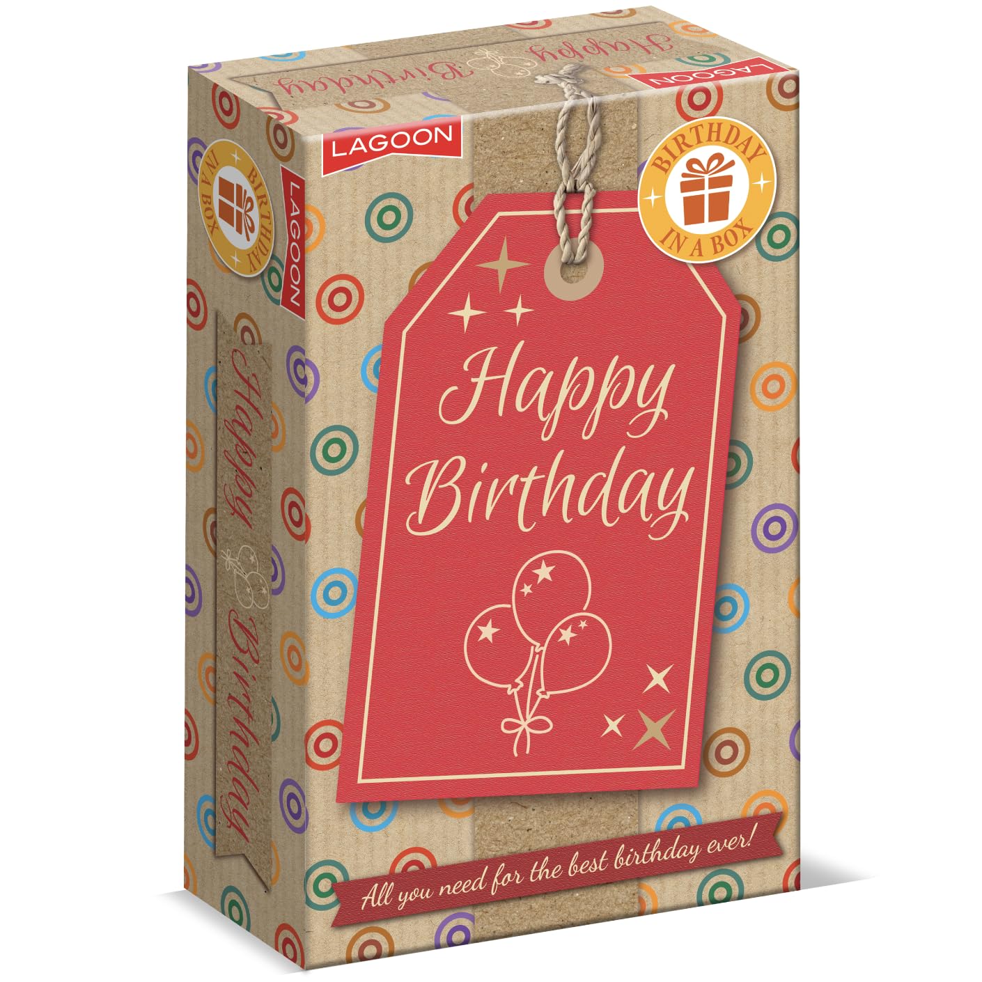 University Games Happy Birthday in a Box Gift - Birthday Gift – Complete Party in a Box | Balloons, Bunting, Game, Candle & Keepsake Keyring | Letterbox Surprise