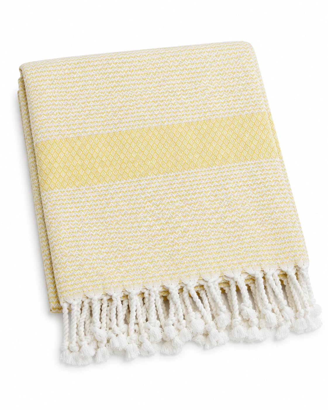 Babila Turkish Hammam Peshtemal Towel | Lightweight & Quick-Drying & Absorbent | Turkish Travel, Spa & Beach Towel | Soft, Compact & Versatile | Yellow, 100 x 180cm