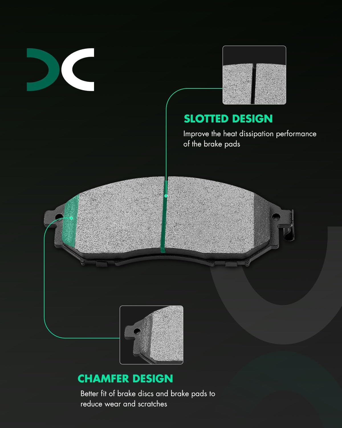 Ceramic Brake Pads Kits,SCITOO 8pcs Brakes Pads Set fit for Infiniti EX35,EX37,FX35,FX37,FX45,G25,G35,G37,M35,M35h,M37,M56,Q40,Q70L,QX50,QX70,for Nissan 350Z,370Z,Murano