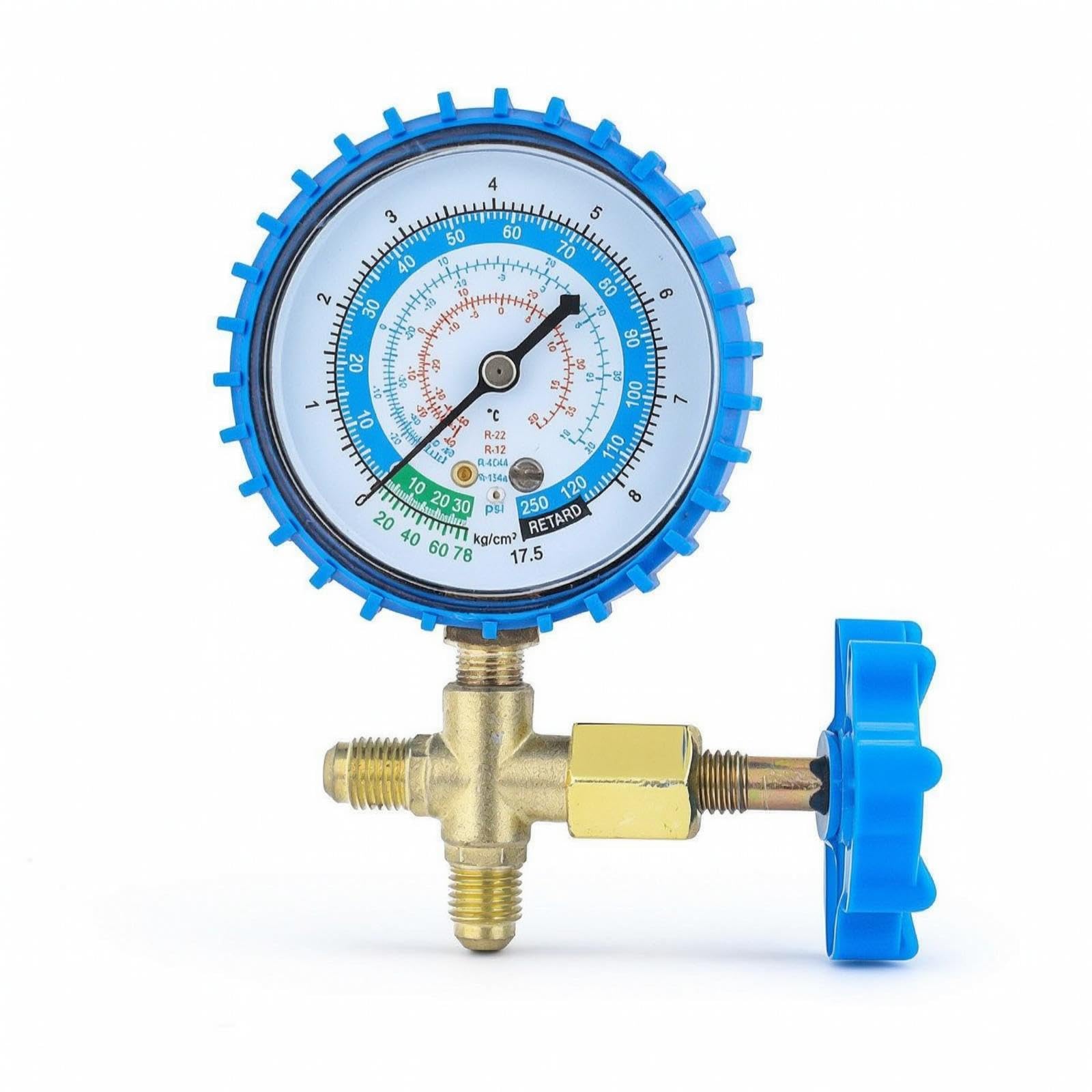 Pressure Gauge Fitting 1/4 Inch Single Gauge Fitting with Brass Body HCFC-22 for Heating and Cooling Technicians, Air Conditioning Service Ct-466 Low Pressure-image-8