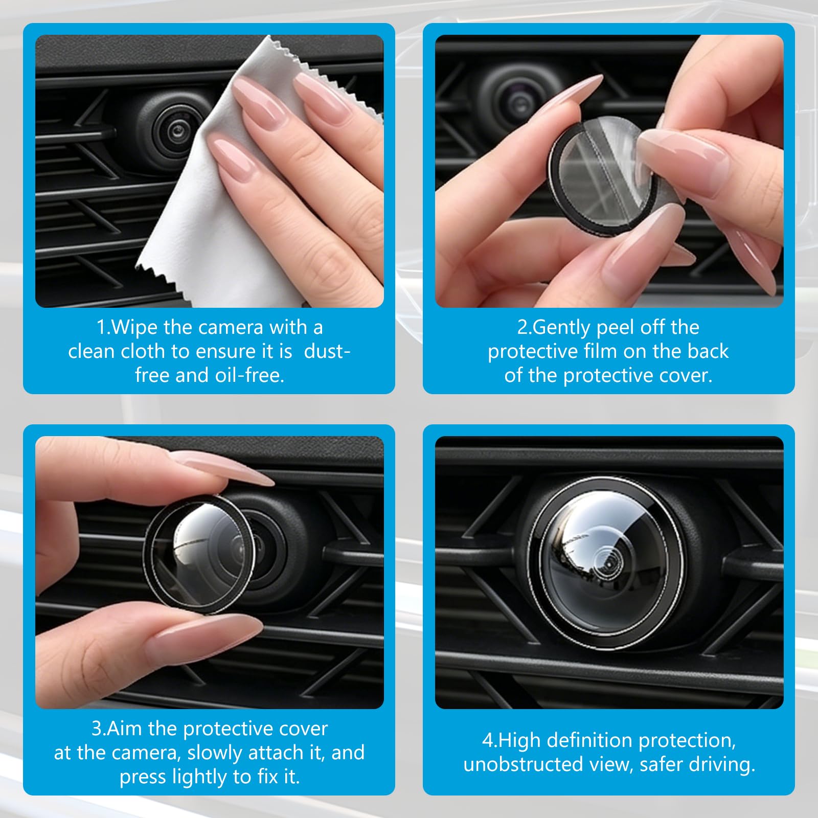 6 Pièces Protection d'objectif pour Caméra de Recul de Voiture Kit,360° Transparentes Protection de Caméra de Voiture Contre la Pluie, pour Voitures, SUV