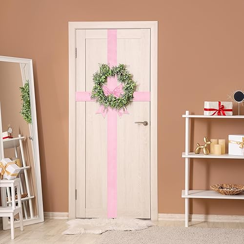 Vista 29 de Spiareal Lazo de cinta para puerta de armario de Navidad con luz LED, cinta grande brillante, arco de corona de Navidad, árbol de Navidad, Plata