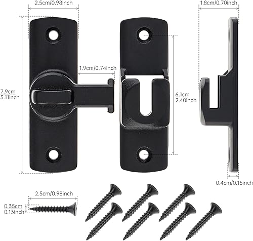 Miniatura 3 de Paquete de 2 cierres para puerta de granero, cerradura de puerta de ángulo recto de aleación de zinc de 90180 grados, herrajes de bloqueo deslizante