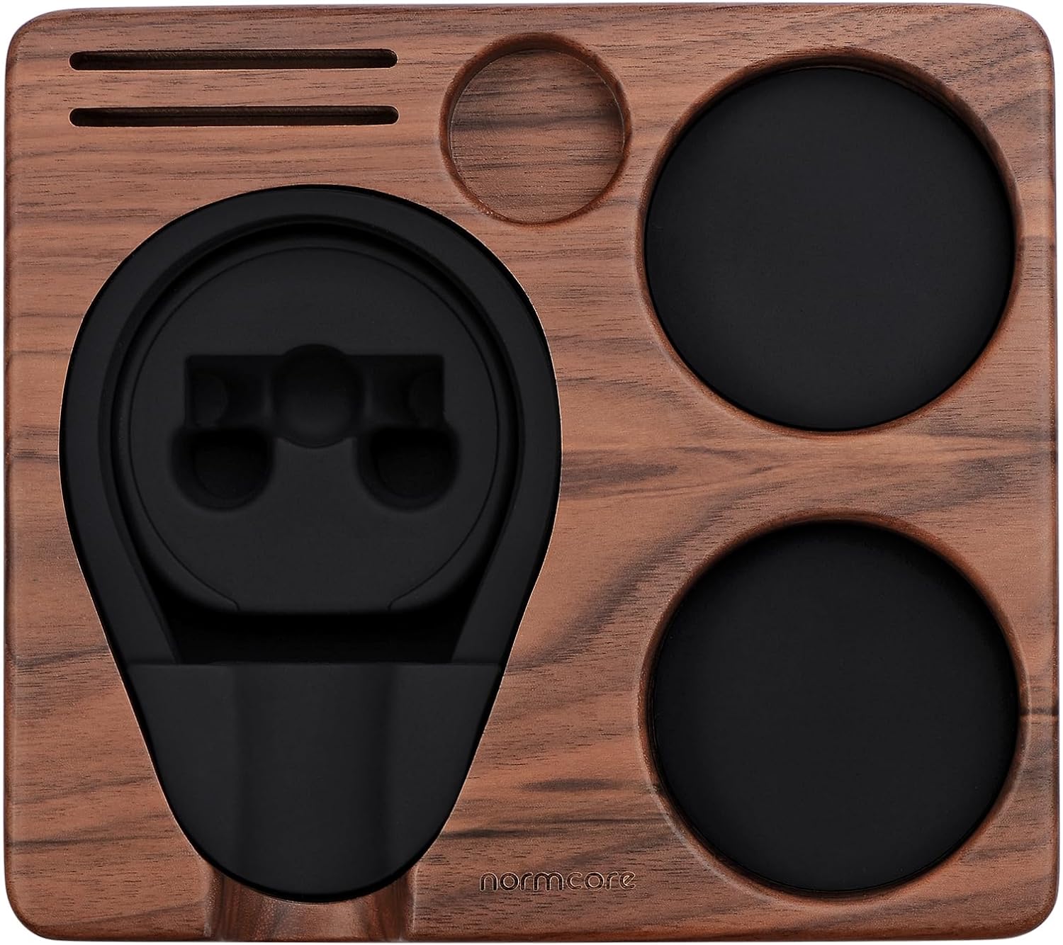 Normcore Compact Tamping Station, Espresso Tamper Station Base, Genuine American Walnut Tamper Holder, Portafilter Holder For 51mm 54mm Coffee Tamper, Distributor, Puck Screen, WDT and Portafilter