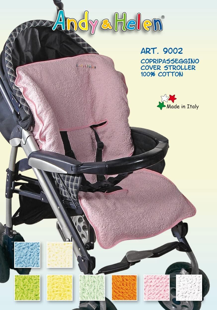 Andy & Helen 9002 Copri Passeggino Spugna di Cotone 100% Copriseduta Universale, Antiallergico per Bambino e Neonato - Made in Italy (Rosa)