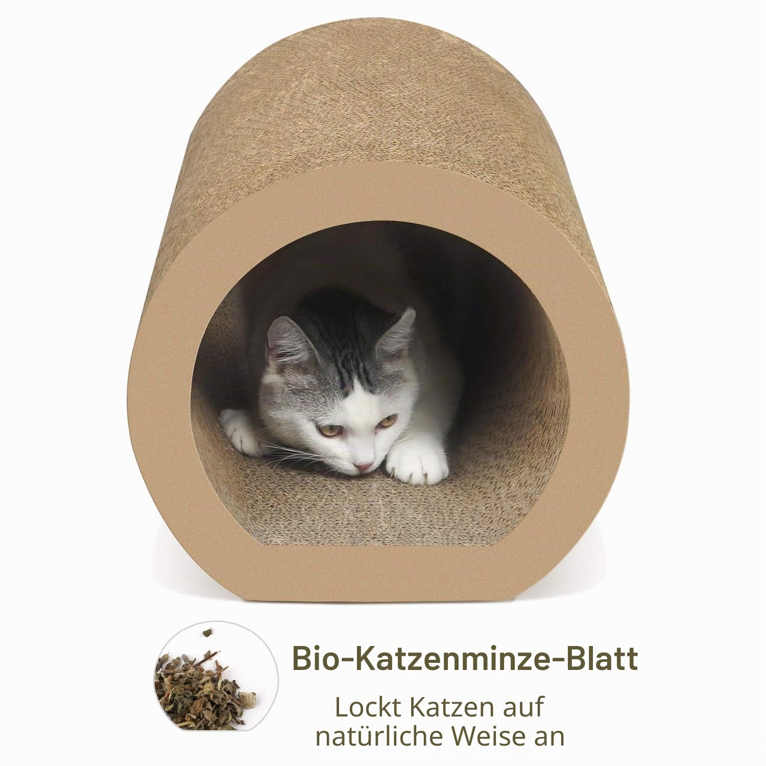 Aibuddy Katzenkratzer, Tunnel, Katzenkratzmatte, Bett-Lounge mit Katzenminze, robuster Karton & Konstruktion (50 x 33 x 30,5 cm)