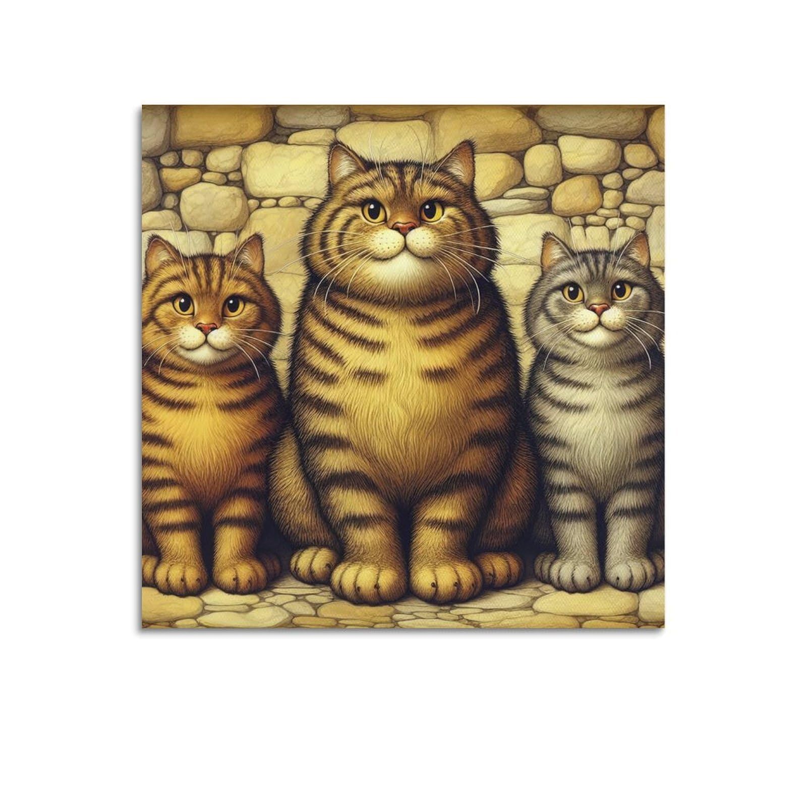 WZKTCL Animal Poster Stone Wall Trio Serenity Poster Decorative Painting Canvas Wall Posters And Art Picture Print Modern Family Bedroom Decor Posters 20x20inch(50x50cm)