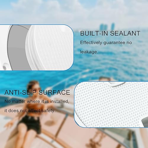 Miniatura 6 de Round Boat Deck Plate Non Slip Inspection Hatch White Plastic Deck Plate with Detachable Cover Anti-Aging,Anti-UV, Marine Accessories for Marine