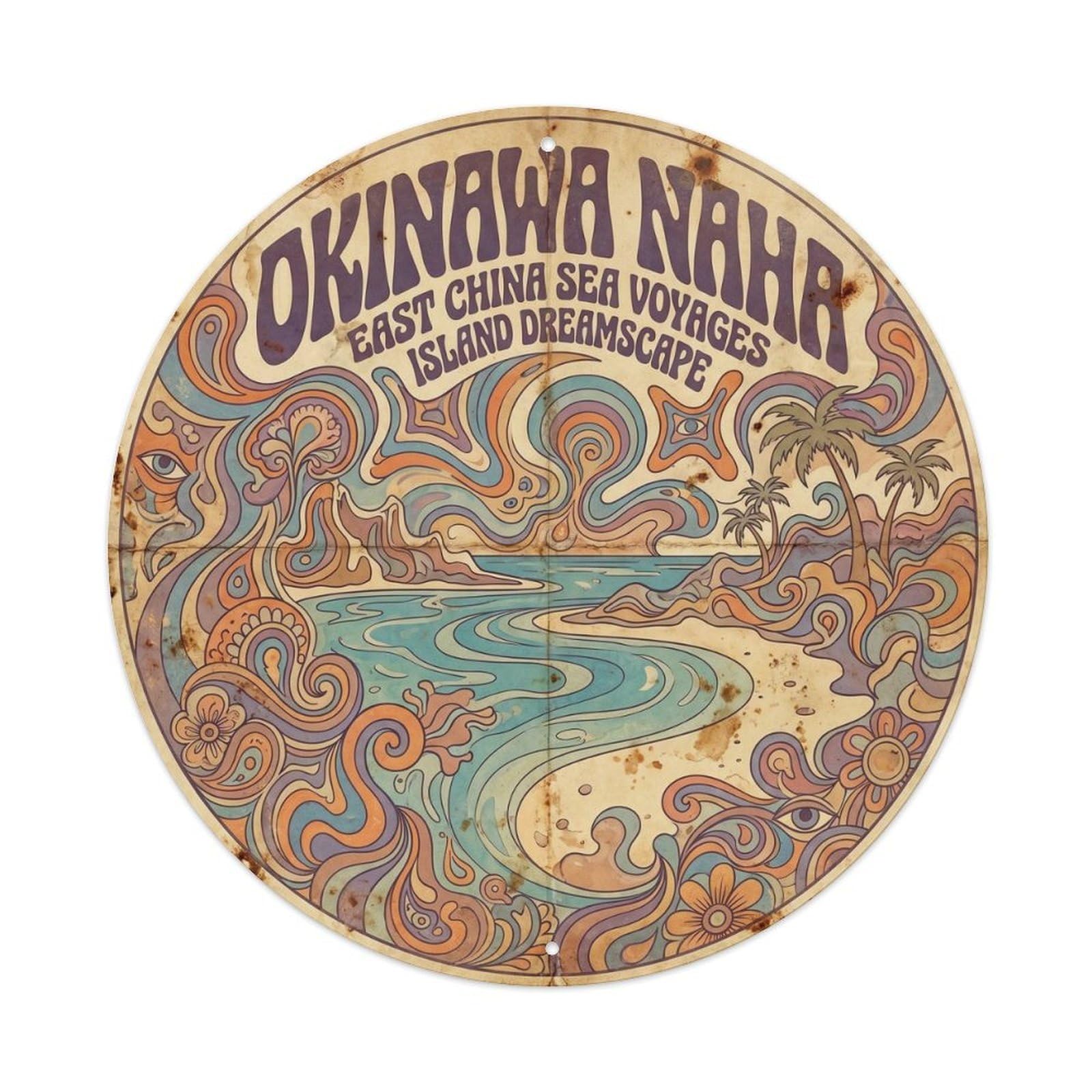 Okinawa Naha Tropical Coast Bold Psychedelic Metal Tin Sign
