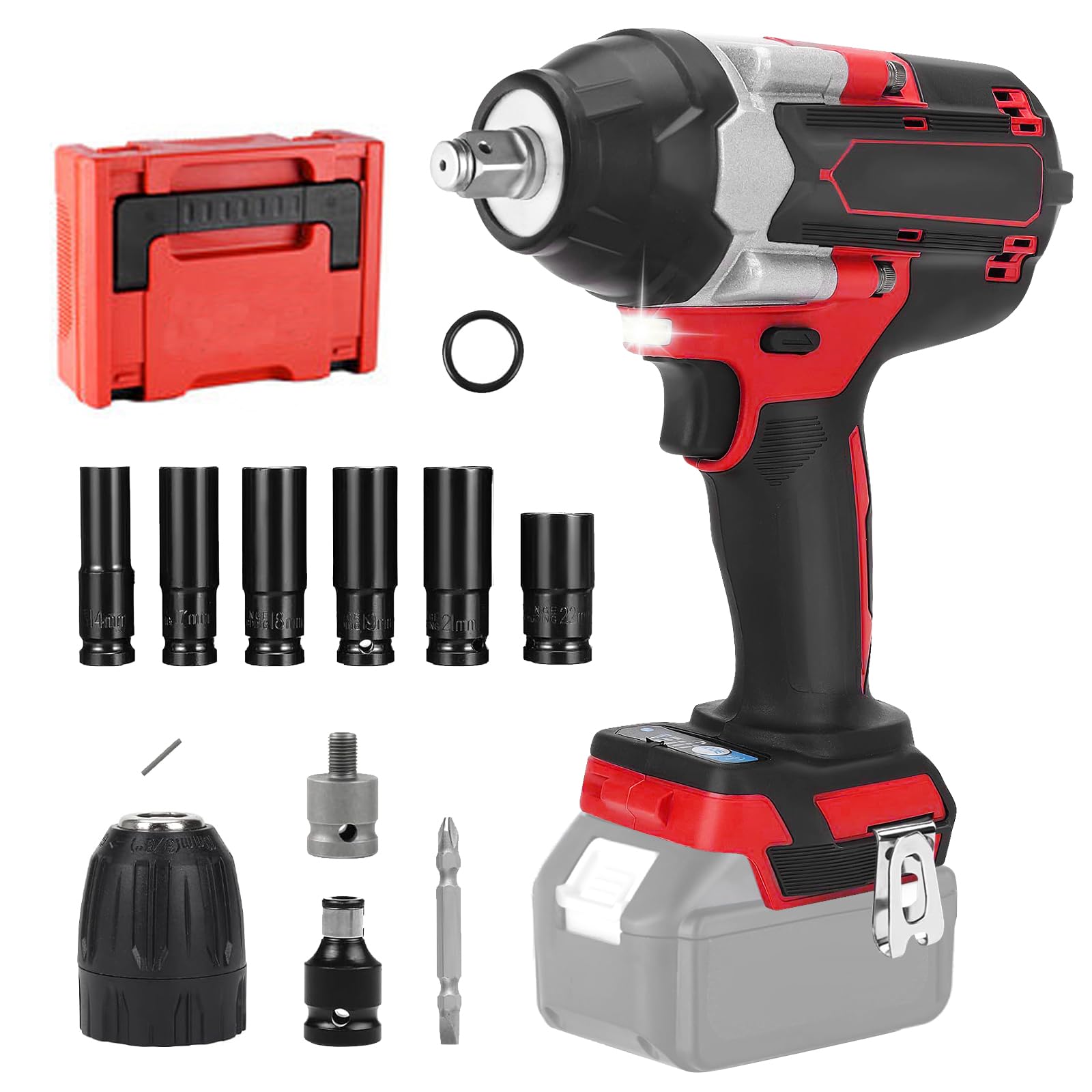 Clé À Choc Sans Fil 1200Nm Brushless 1/2 Pouce, Compatible Makita, 8 Vitesses Réglables, Moteur Haute Performance, LED, 2 Batteries - Auto Clé À Choc Sans Fil 1200Nm Brushless 1/2 Pouce, Compatible Makita, 8 Vitesses Réglables, Moteur Haute Performance, LED, 2 Batteries - Auto