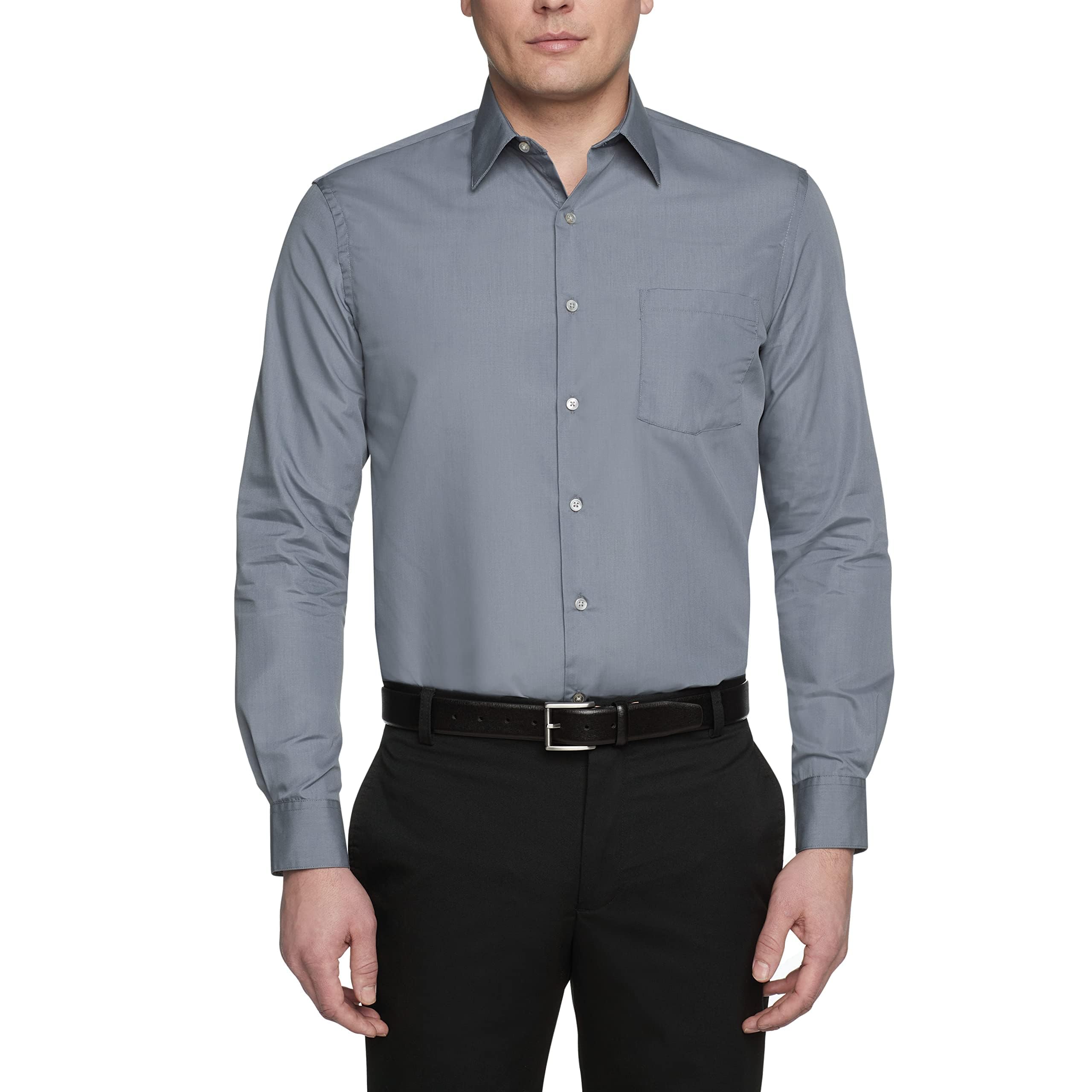 Van Heusen Mens Dress Shirt Regular Fit Poplin Solid