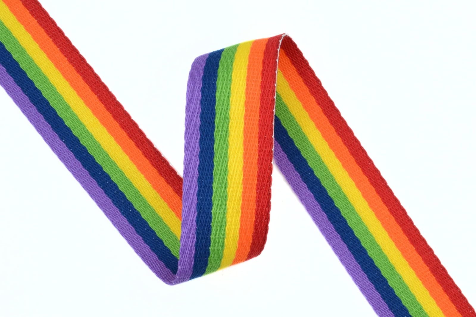 celloexpress 38mm Polyester Mix Striped Webbing - Bright Rainbow Stripe - 5m (500cm) - Strap Tape Bag Tote Handle — image 1