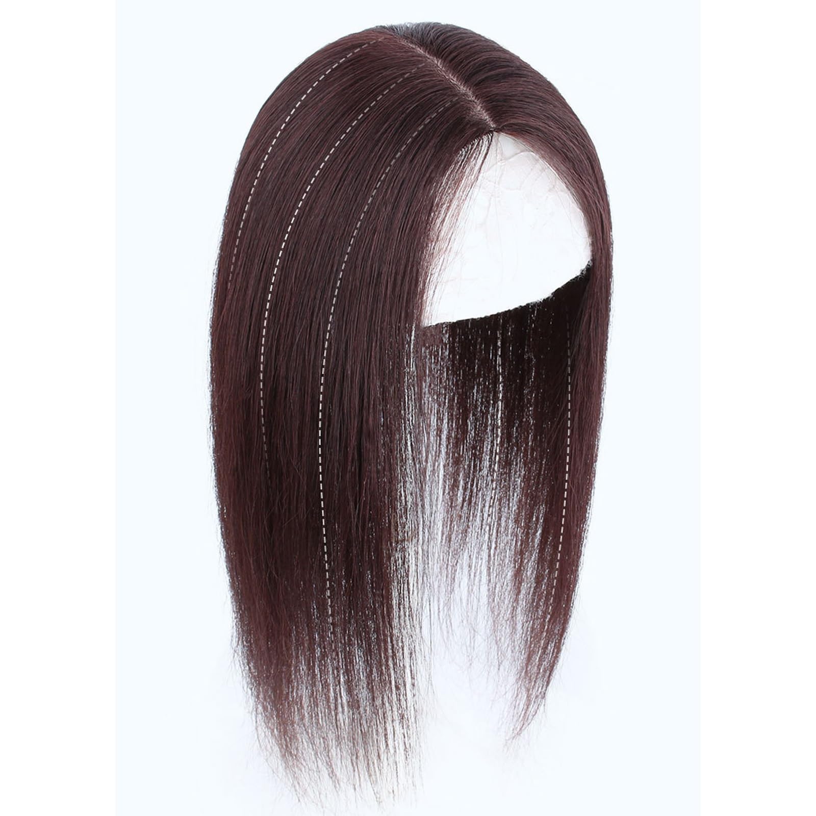 100% Echthaar-Topper for Frauen 50 Cm Lange Haarteile 8x12cm Toupet Mit Spitzennetzbasis Natürliche Braune Haarverlängerungen Clip-in-Top-Wiglets Bei Haarausfall/dünnem Haar/grauem Haar
