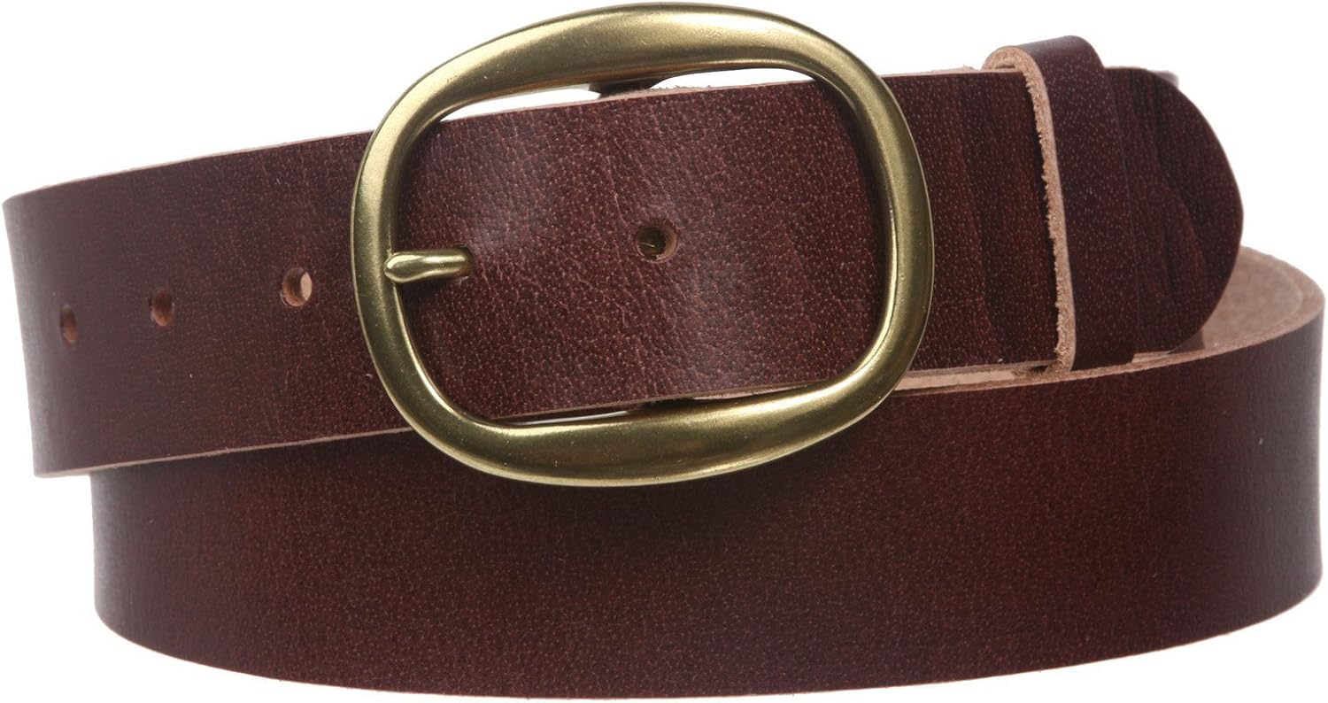 1 1/2" (38 mm) Snap on Oval Plain Solid Leather Belt