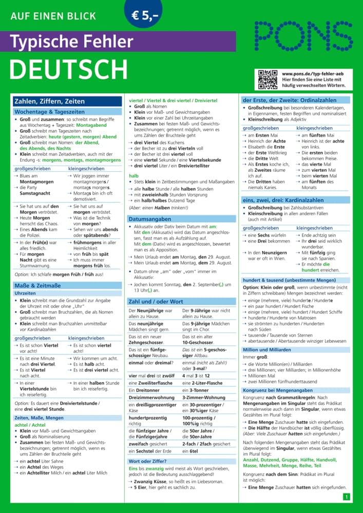 Pons German series: Pons Typische Fehler Deutsch auf einen Blick Paperback – 1 Jan. 2007