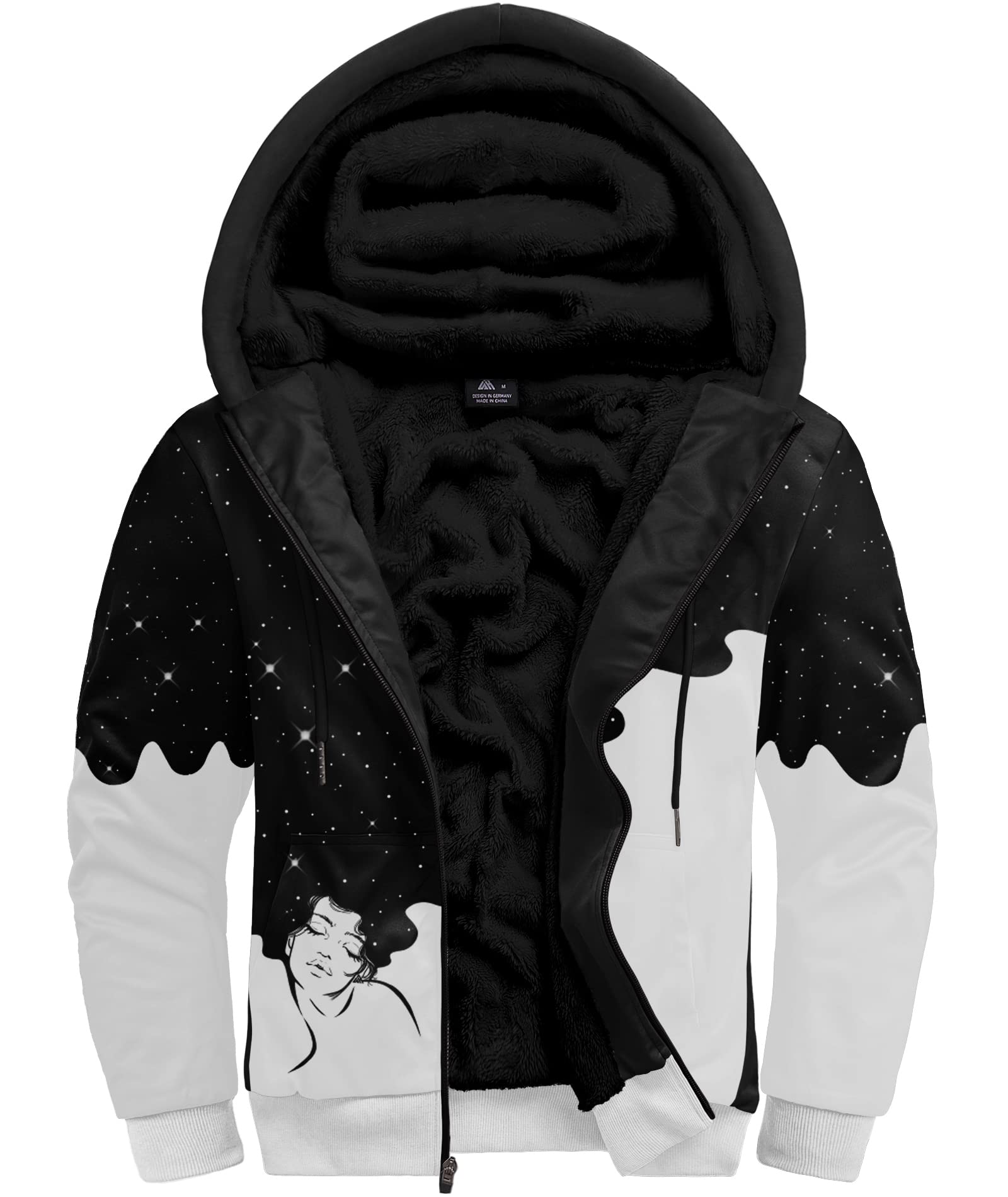 WENTTUO Men's Fleece Zip Up Thick Sherpa Flannel Hoodie