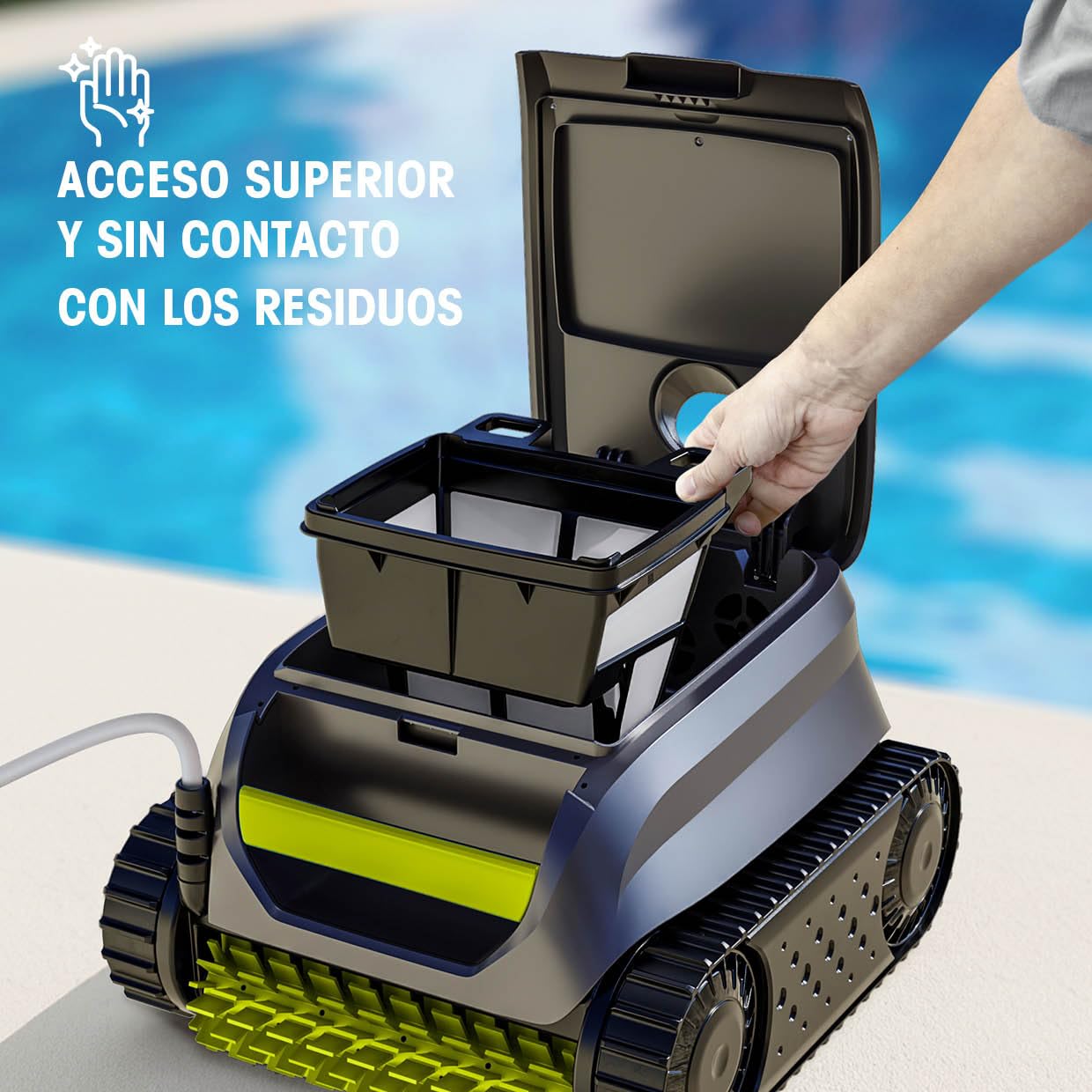 Zodiac SWY 3520 - Limpiafondos automático Sweepy, hasta 8x4m, Limpia Suelo, Paredes y línea de flotación. con filtración Fina, Unidad de Control y Cable de 14m.