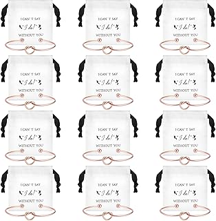 24 Pcs Jewelry Pouch Bridesmaid Gifts Set of 12 Linen Cotton Small Drawstring Bags & Bridesmaid Knot Bracelet Jewelry Packaging Proposal Gifts Bridal Party Favors