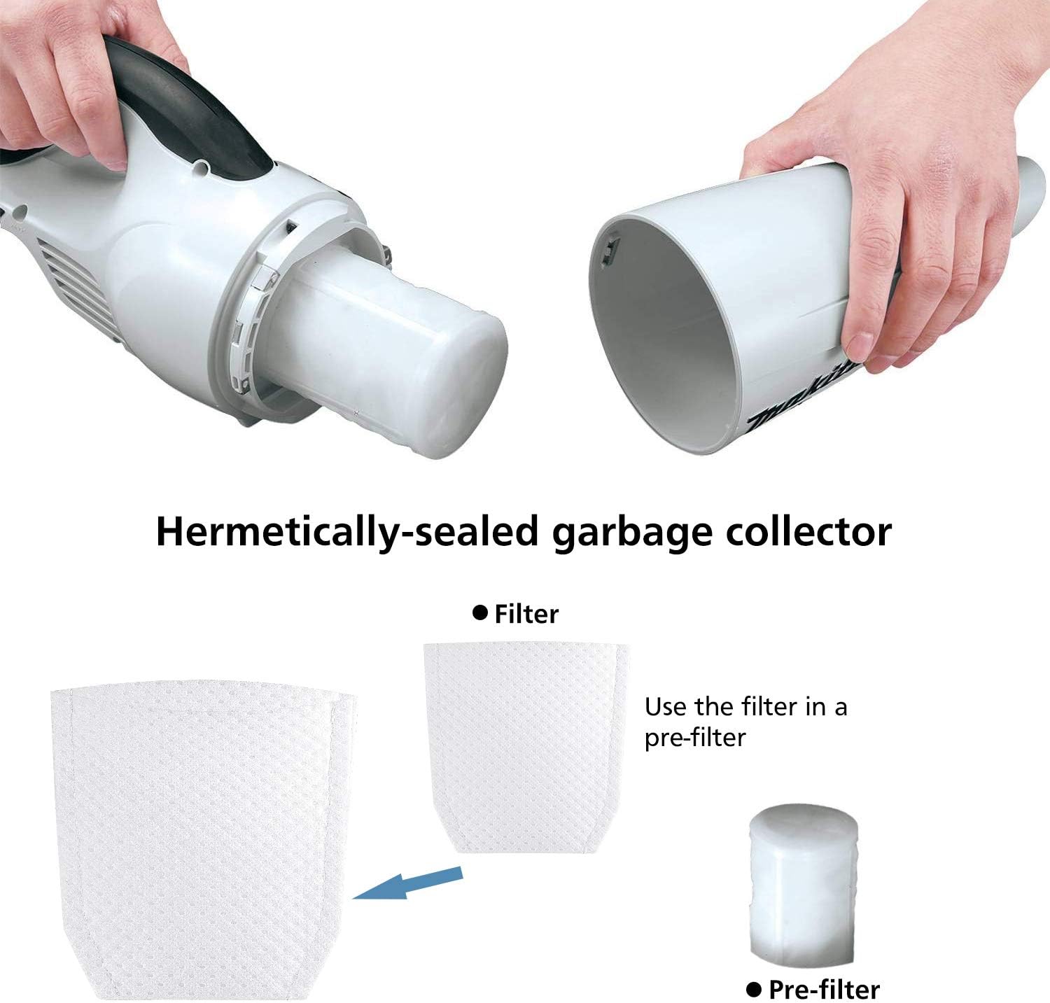 isinlive Cloth Vacuum Filter Compatible with Makita T-03193 443060-3, Makita Cordless Vacuums Models XLC02ZB, XLC02ZW, XLC02RB1W, XLC02R1B, LC01Z, BCL180W, 10PCS - Image 3