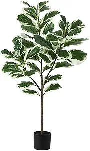 GarveeHome Artificial Fiddle Leaf Fig Tree, 51 Inch Faux Ficus Lyrata Plant with 46 Fiddle Leaves, Fake Floor Plant in Pot for Indoor Outdoor Living Room House Office Garden Decor