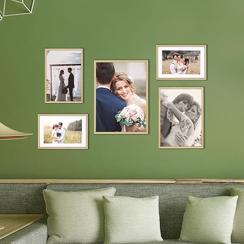 Miniatura 6 de Juego de 4 portarretratos de 8 x 10 pulgadas, marco de fotos de aluminio fino cepillado simple negro mate para fotos de 6 x 8 y 5 x 7 pulgadas con