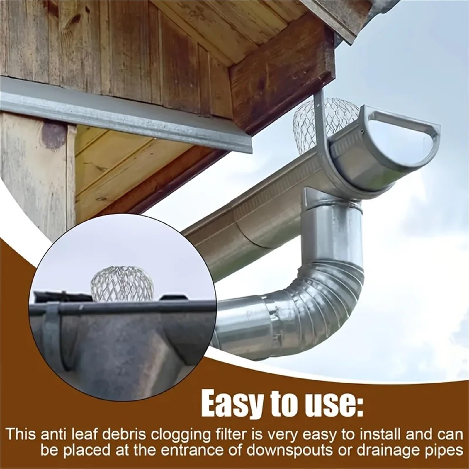 Filtro de aluminio for canalón, protectores trampa barro for residuos hojas, cubierta tubo drenaje, Protector contra obstrucción, 8 Uds para Canalones