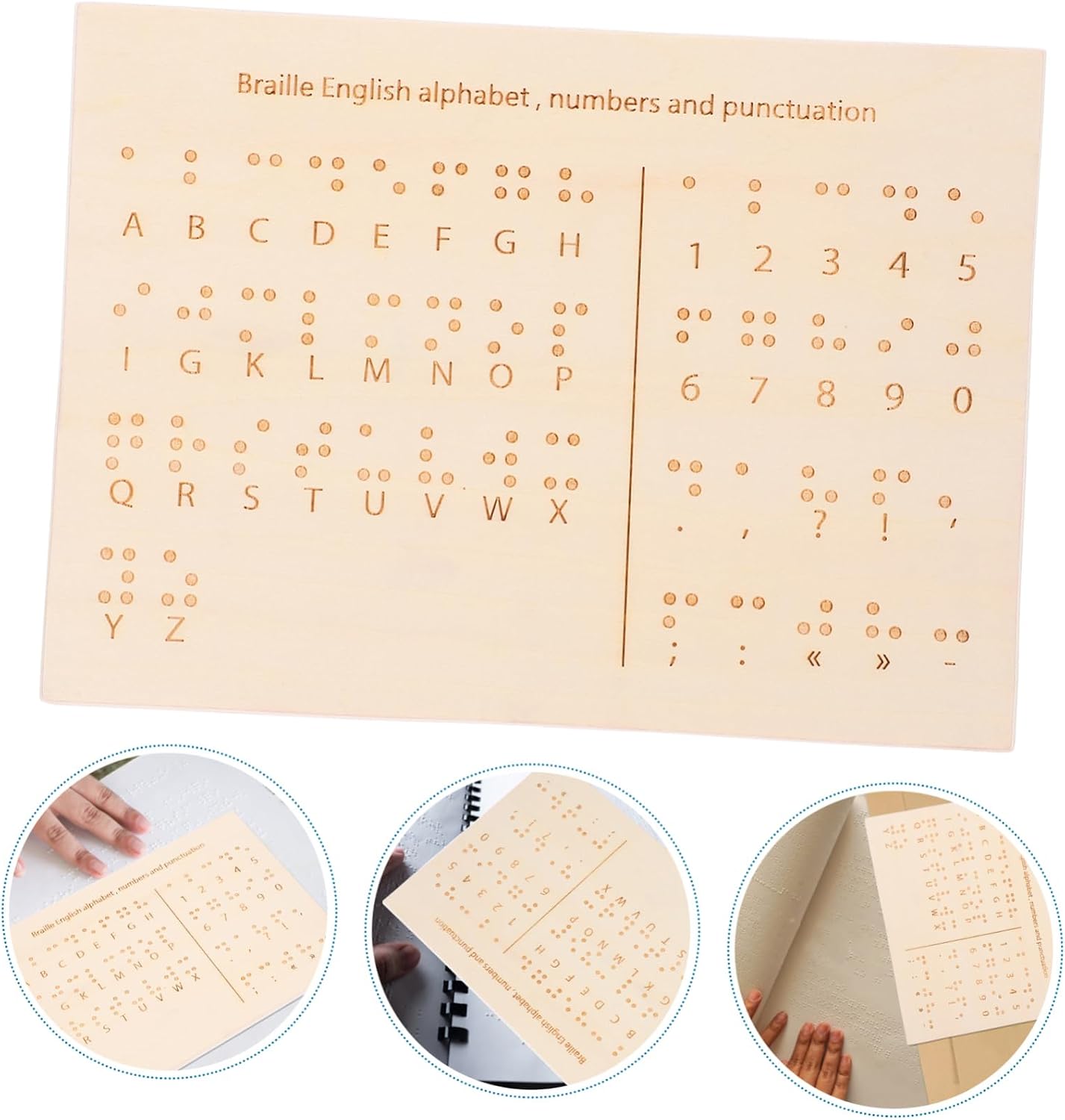 Beavorty Wood Braille Letter Board for Blind Individuals Compact Teaching Aid with Tactile Surface for Learning Braille Letters and Numbers Essential Tool for Visually Impaired
