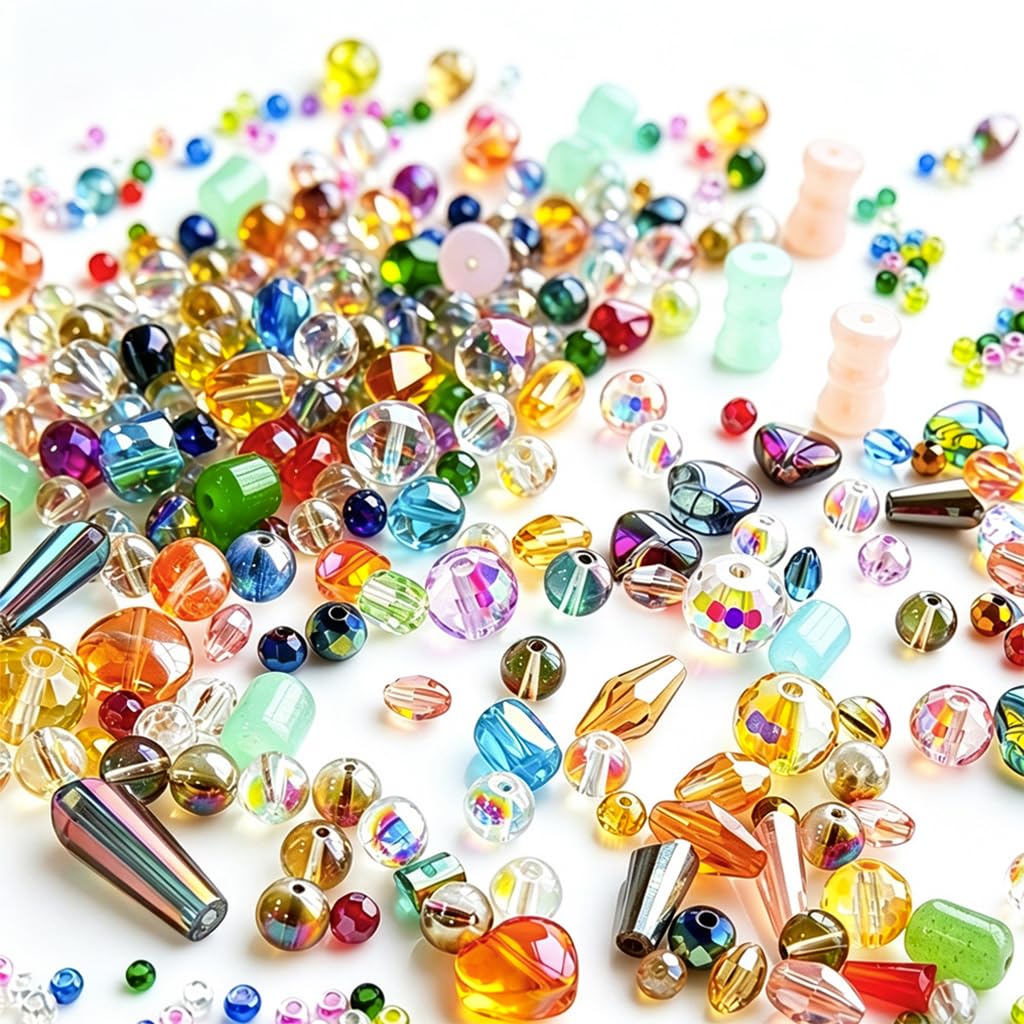 PATPAT® Half Pound Glass Crystal Beads for Jewellery Making, Mixed Glass Beads for Bracelet Making, Necklace DIY Crafts, Shining Faceted Spacers Beads Decorative Assorted Big Bead Set, 4-18mm-image-18