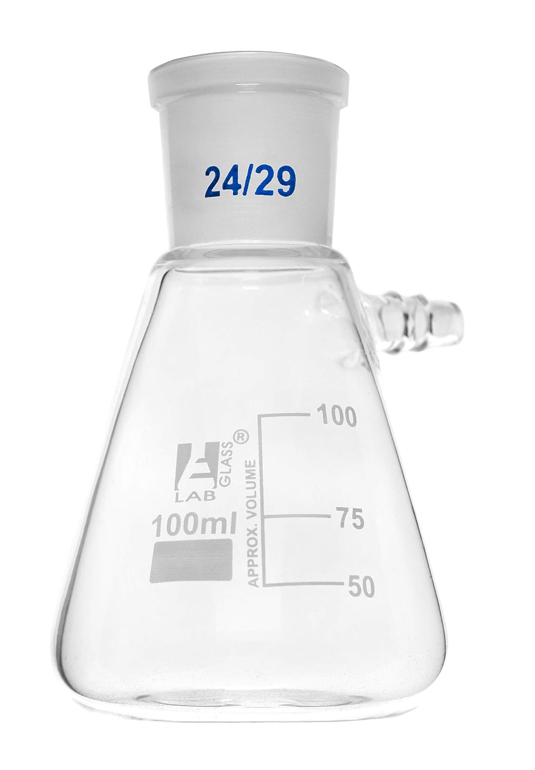 EISCO Buchner Filtering Flask, 100ml - Socket Size 24/29 - Interchangeable Joint - Side Arm - Borosilicate Glass