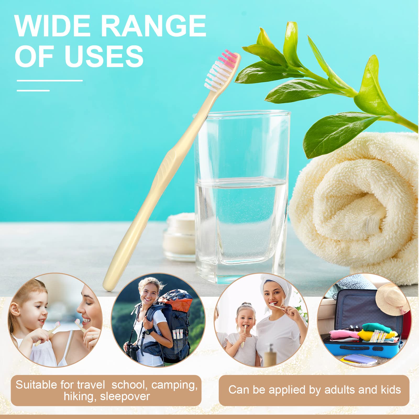 Tanlade 800 spazzolini usa e getta, confezionati singolarmente, con setole morbide, usa e getta, da viaggio, per adulti, bambini, hotel, camere degli ospiti, campeggio, viaggi