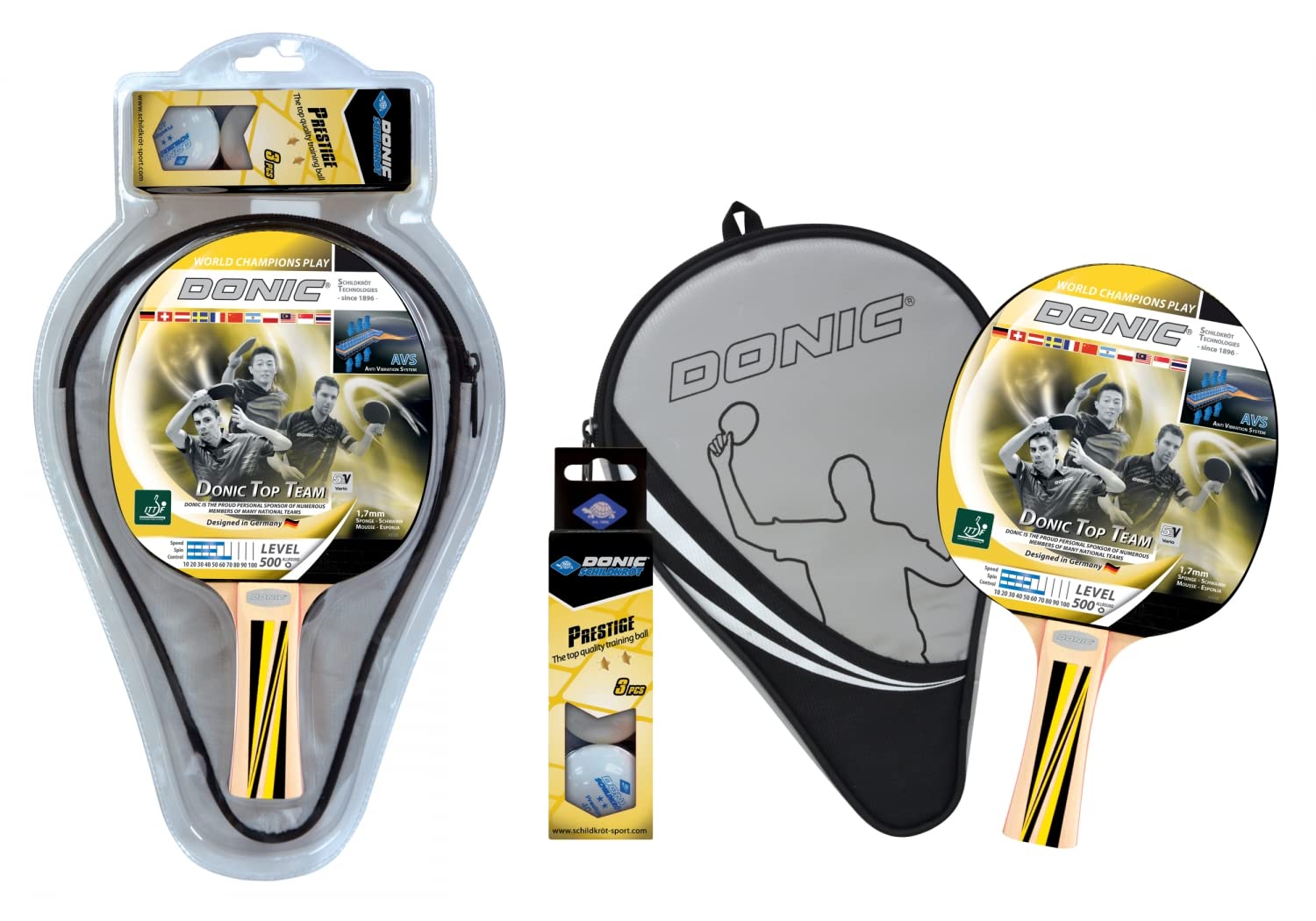 DONIC Top Team 500 Player Set All-Rounder Table Tennis Racket/Bat, Colour - Yellow/Black, Weight - 87 grams (B016DXPO44) Amazon Price History, Amazon Price Tracker