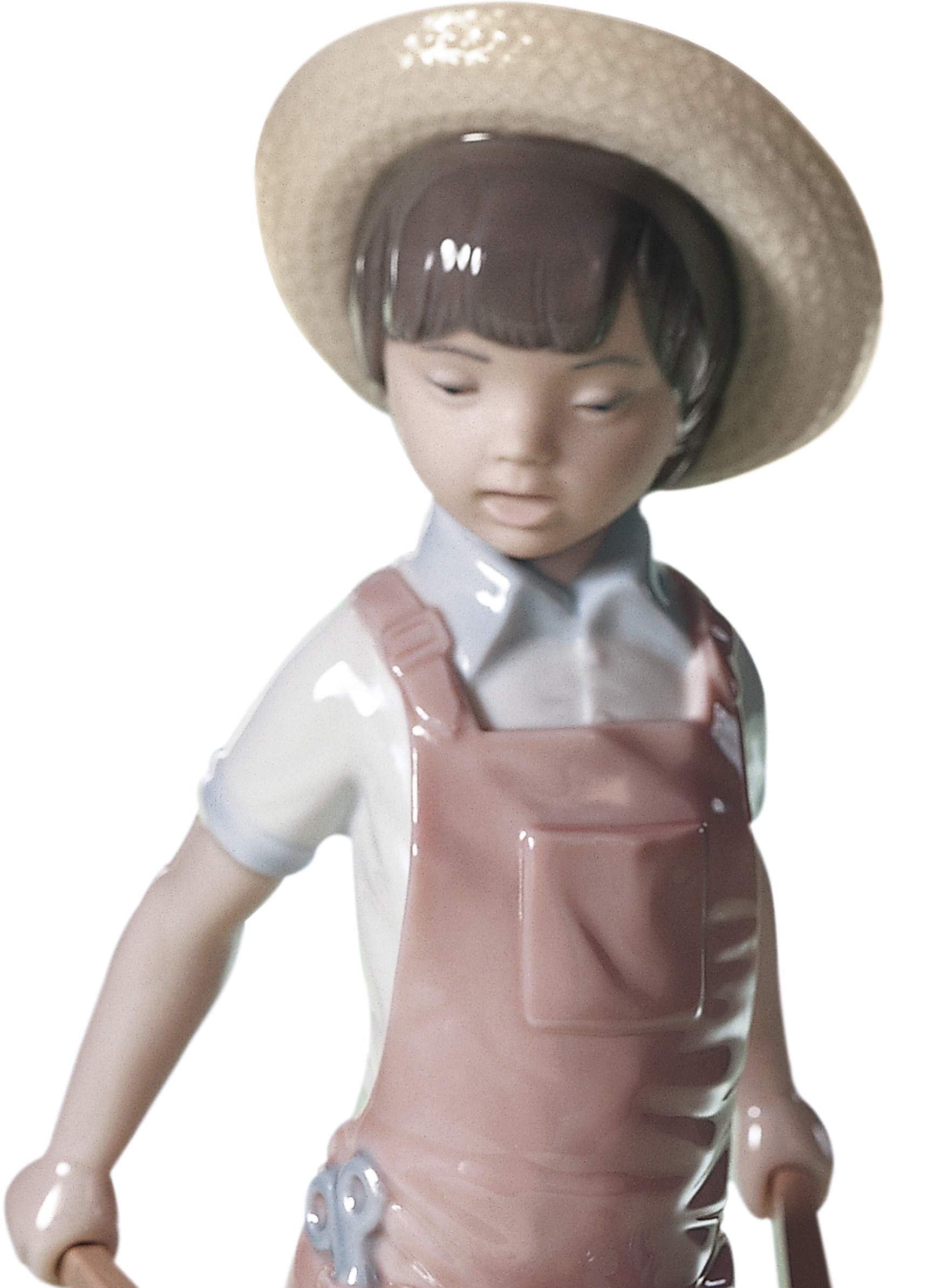 Amazon.co.jp: LLADRÓ フラワー付き手押し車 男の子 置物 磁器製 子供