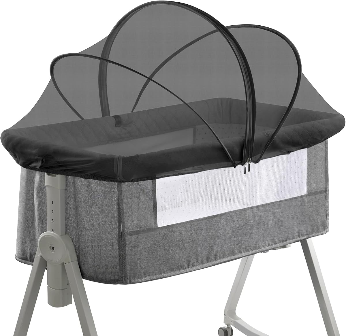 Bassinet Cover for Cats - Mosquito Net Cover for Bassinet Bedside Sleeper to Keep Cats Out - Breathable Baby Mosquito Net with 2-Way Zipper (Black-Small)