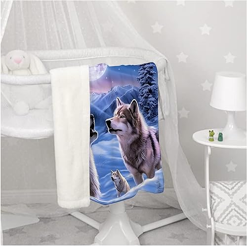 Miniatura 7 de Manta de bebé de lobo, regalo súper suave, manta acogedora para recién nacido, manta de recepción para bebé, manta para cuna de 40 x 30 pulgadas