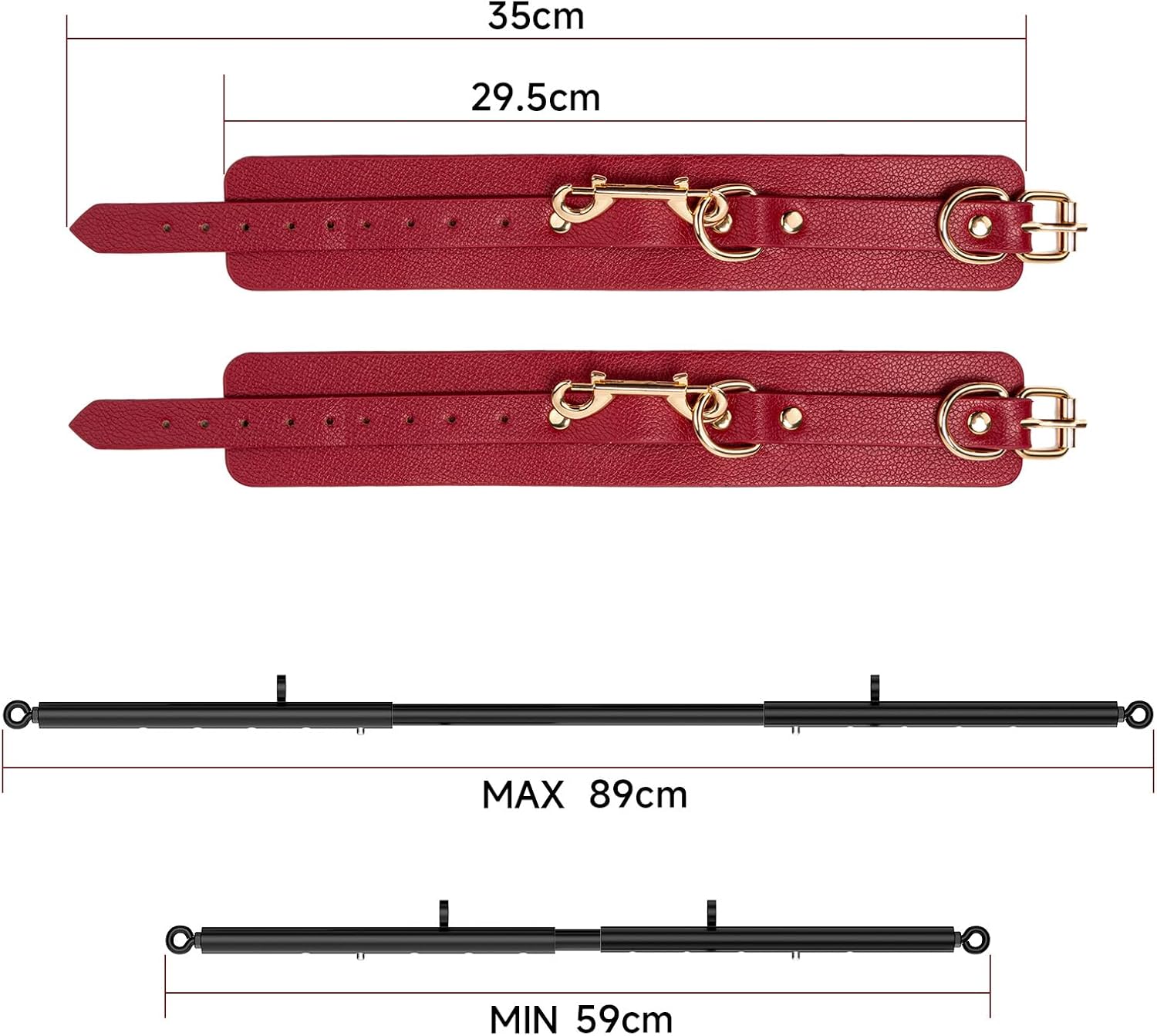 Heavy Duty Stainless Steel Expandable Spreader Bar with 2pcs PU Adjustable Straps, Sports Aid Training Fitness Gear Pilates Aid Kit,Home Indoor Sports Yoga Set