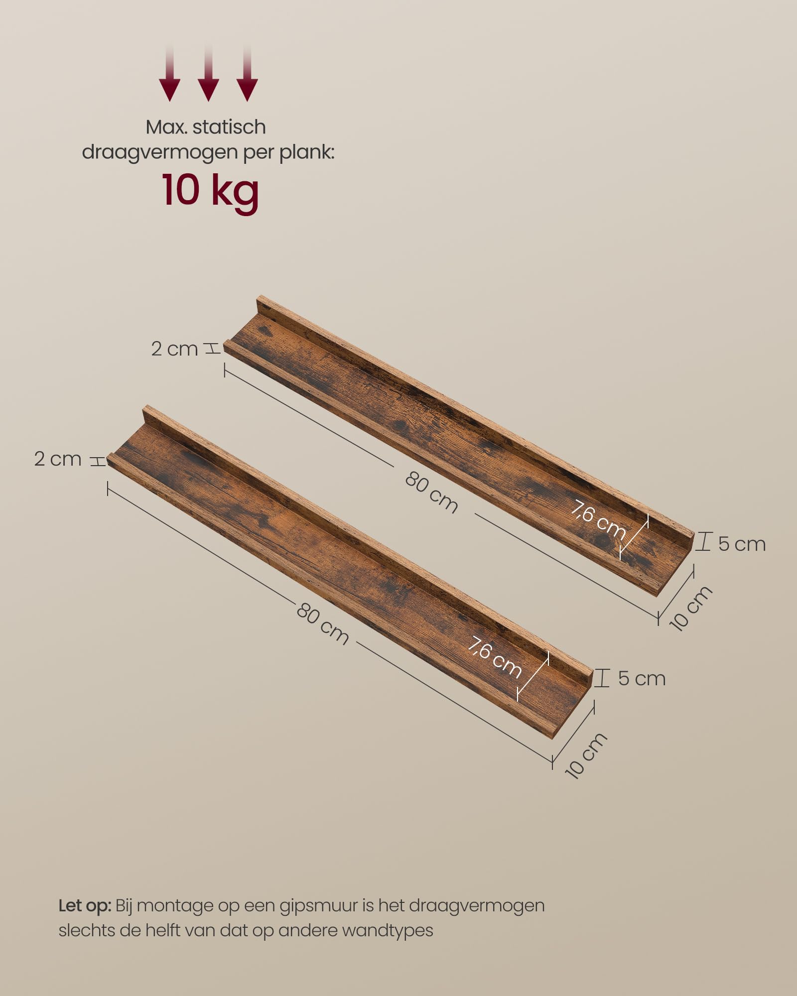 Vasagle LLS831B22 zwevende planken, set van 2, L-vormige hoekplanken voor muur, industriële stijl hoekplank, voor woonkamer, slaapkamer of keuken, zwart
