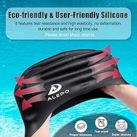 Vista 4 de Alepo Gorro de natación extra grande para mujeres y hombres, sombrero de natación de silicona duradera con protección para los oídos, unisex