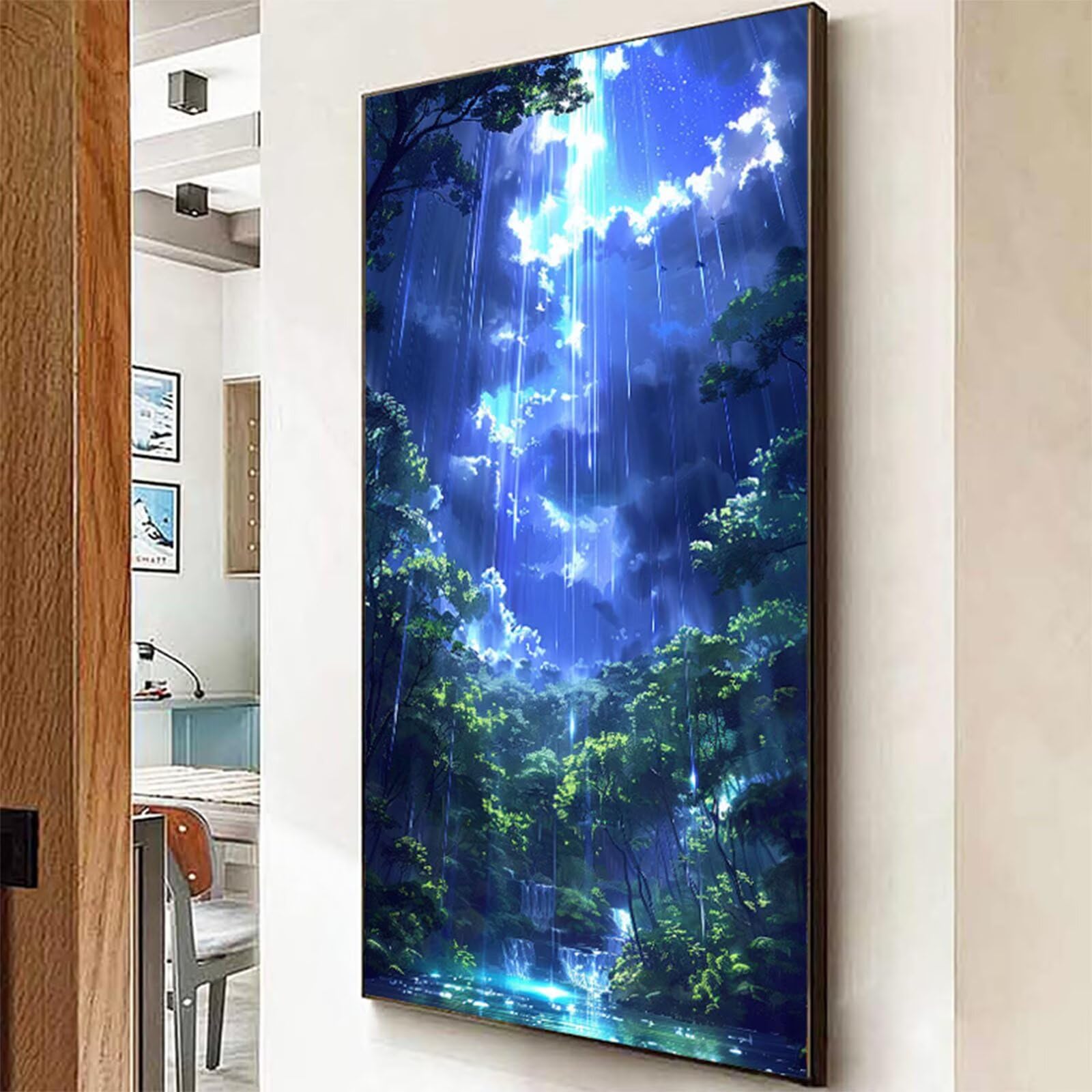 Diamentowe malowanie krajobrazu obraz diamentowy dorośli, 5D diamentowe rysunki meteoryt obrazy diamentowe, 80 x 160 cm diament sztuka haft krzyżykowy puzzle rzemiosło dziewczyna dekoracja ścienna J2