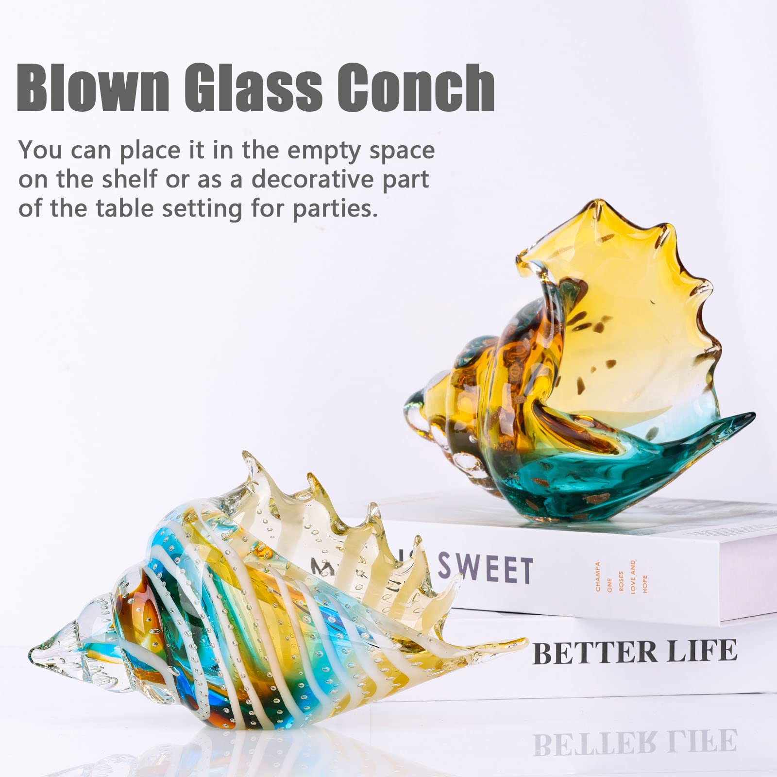 Amazon.co.jp: 手吹きガラス 巻貝 置物 コレクターズクリスタルガラス