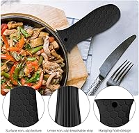 Vista 4 de Paquete de 8 fundas de mango de hierro fundido, soporte de silicona para mango caliente, soporte de mango de asistencia, funda antideslizante