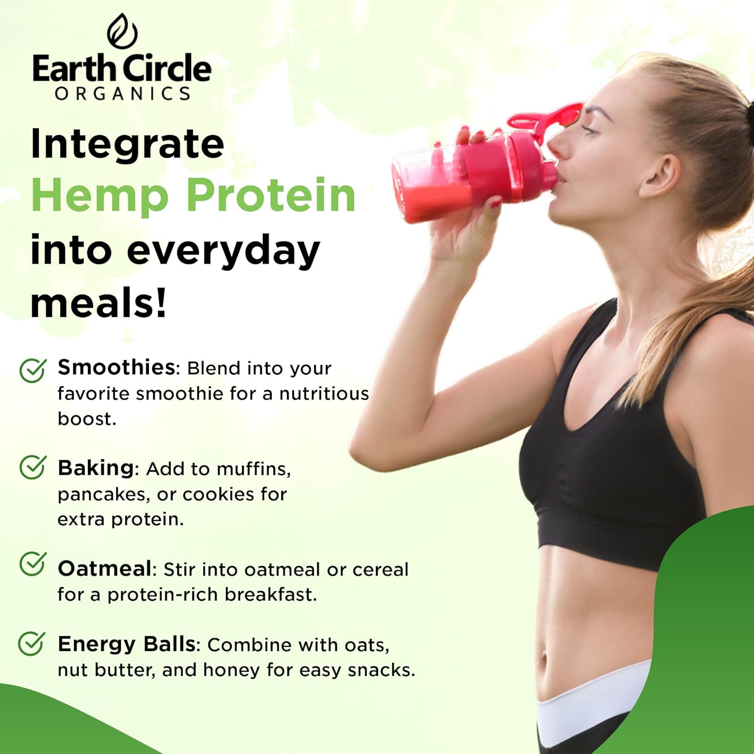 Earth Circle Organics Organic Hemp Protein Powder, Gluten Free, Plant Based & Vegan Raw Protein Powder - Perfect for Keto, Meal Replacement Shakes, Pre-Workout and Post Workout (8oz, Pack of 1) - Image 7