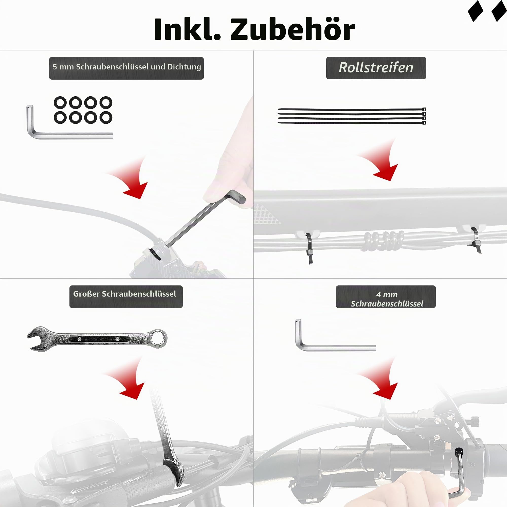 LD-200 2-Kolben-Hydraulik-Scheibenbremsen-Set für E-Bike, hydraulische 2-polige Bremskit, hydraulische Bremskit（mit Montagewerkzeugen und Schrauben）