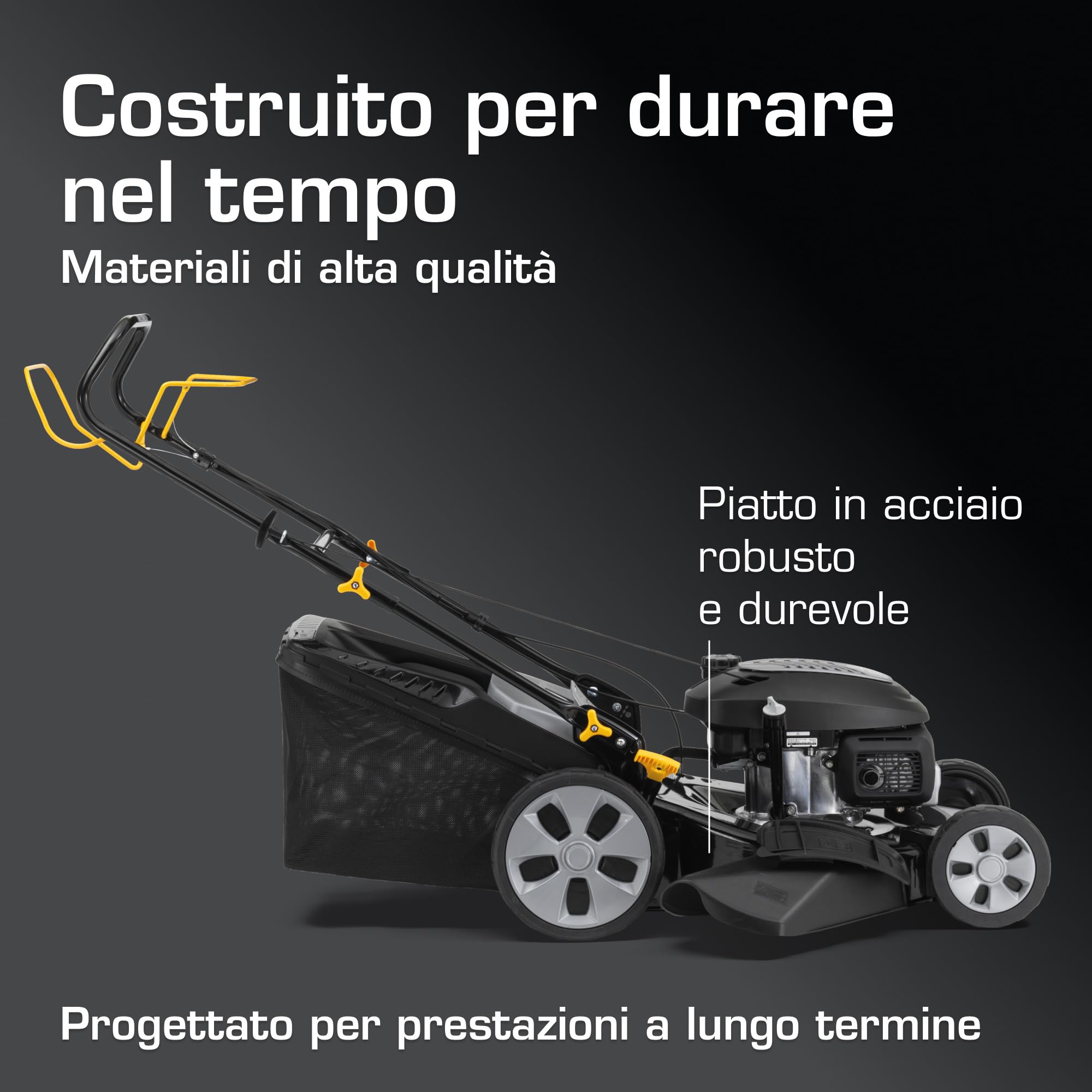 Alpina AL5 51 SHQ Tagliaerba A Scoppio Semovente, 166 cc, 51 cm – Sacco 60 l, Mulching – Prati fino a 1.800 m²